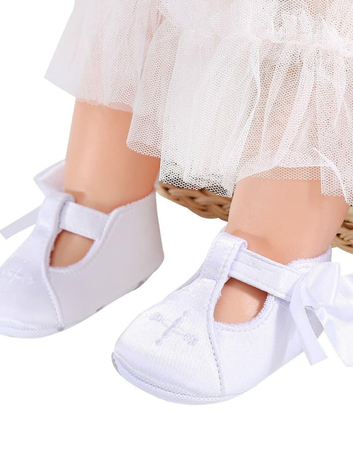 Load image into Gallery viewer, Booulfi Baby Girls Baptism Christening Shoes Booties White Size 12-18 Months
