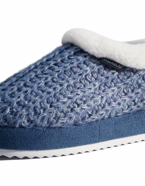 Load image into Gallery viewer, KuaiLu Womens Blue Plush Platform Slippers Memory Foam Warm Size 8
