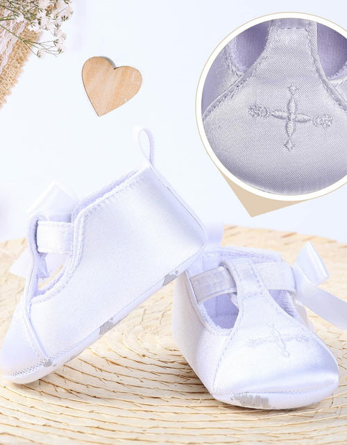 Load image into Gallery viewer, Booulfi Baby Girls Baptism Christening Shoes Booties White Size 12-18 Months
