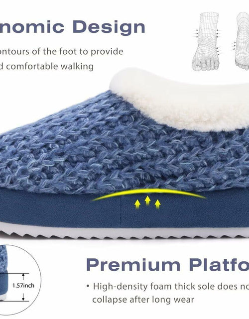 Load image into Gallery viewer, KuaiLu Womens Blue Plush Platform Slippers Memory Foam Warm Size 8
