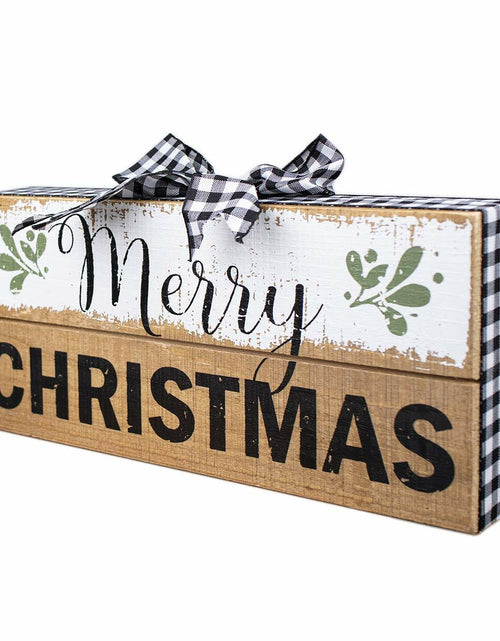 Load image into Gallery viewer, COLLECTIVE HOME Wooden Box Sign Merry Christmas Rustic Farmhouse Decor
