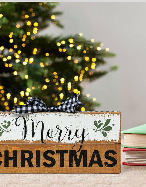 Load image into Gallery viewer, COLLECTIVE HOME Wooden Box Sign Merry Christmas Rustic Farmhouse Decor
