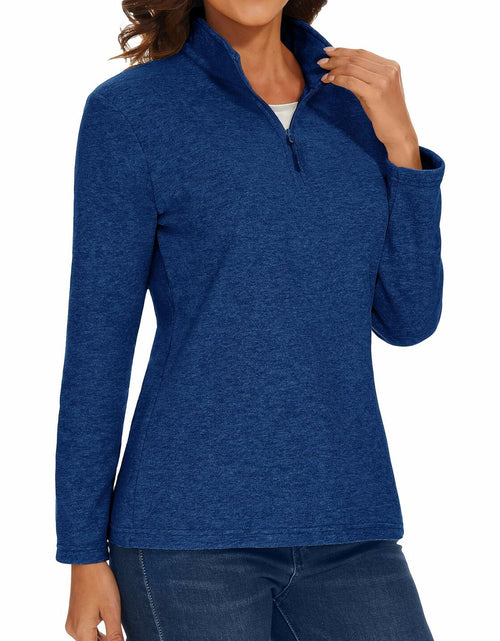 Load image into Gallery viewer, MAGCOMSEN Women's 1/4 Zip Fleece Pullover D Blue Size M Warm Comfort
