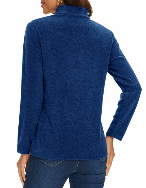 Load image into Gallery viewer, MAGCOMSEN Women's 1/4 Zip Fleece Pullover D Blue Size M Warm Comfort
