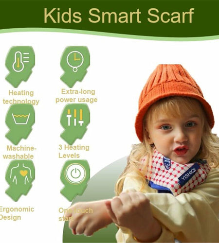 YISHIQI Kids Heated Scarf Rechargeable Neck Warmer with Power Bank