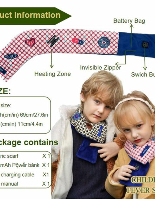 Load image into Gallery viewer, YISHIQI Kids Heated Scarf Rechargeable Neck Warmer with Power Bank
