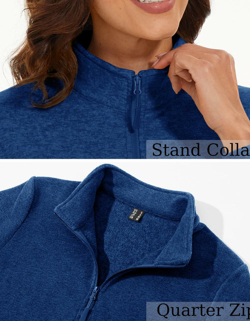 Load image into Gallery viewer, MAGCOMSEN Women's 1/4 Zip Fleece Pullover D Blue Size M Warm Comfort
