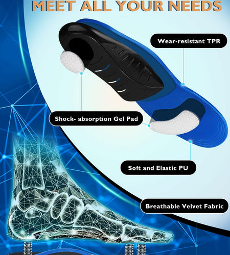 Ailaka Comfort Insoles for Men & Women – Arch Support, 220lbs+, All-Day Use