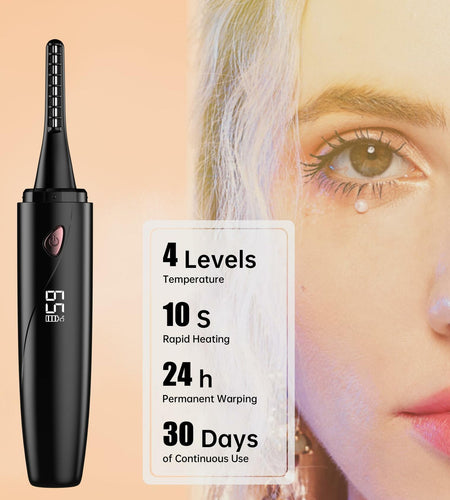 Sawjay Heated Eyelash Curler USB-C Rechargeable 4 Temp Settings Black