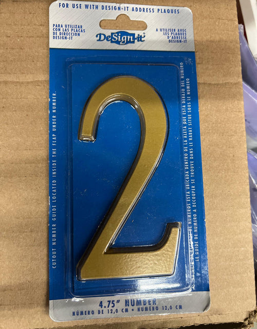 Load image into Gallery viewer, Whitehall Design-It House Number 2 Plaque – 4.75" Gold Finish
