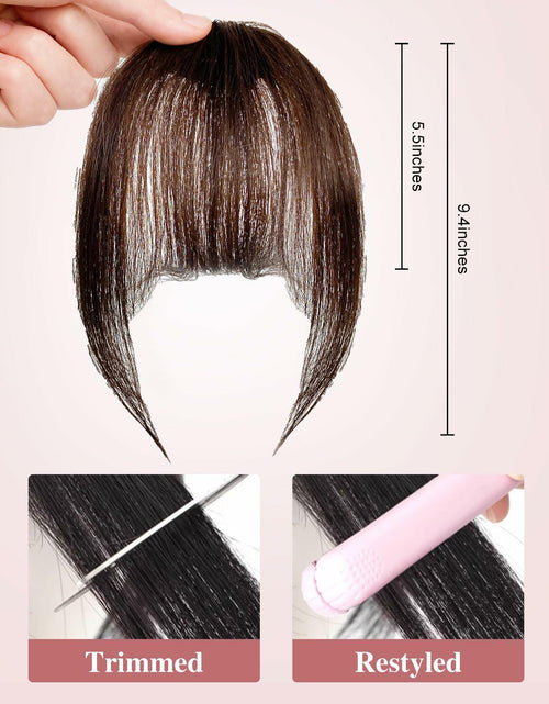 Load image into Gallery viewer, Axceroh Bangs Clip-in Fringe Extension Black Brown Wispy Real Human Hair

