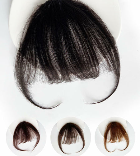 Axceroh Bangs Clip-in Fringe Extension Black Brown Wispy Real Human Hair