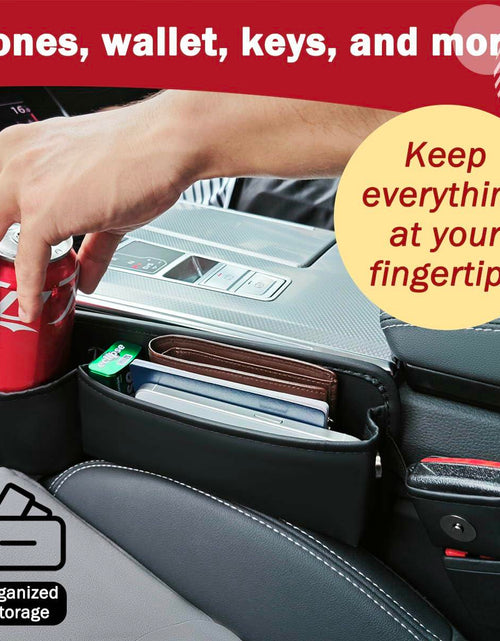Load image into Gallery viewer, Upgrade Car Side Gap Filler Organizer Black with Cup Holder &amp; Hooks

