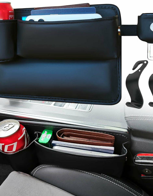 Load image into Gallery viewer, Upgrade Car Side Gap Filler Organizer Black with Cup Holder &amp; Hooks
