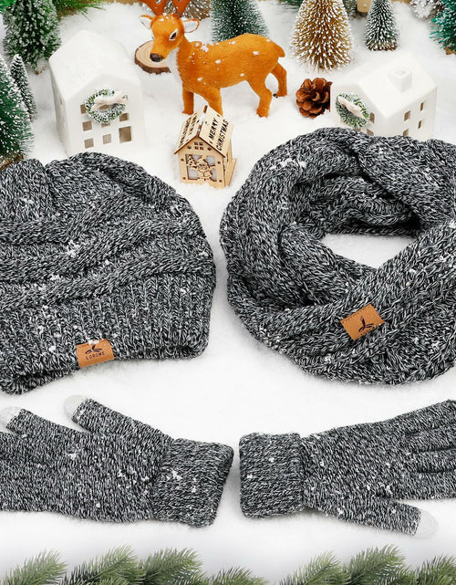 Load image into Gallery viewer, Warm Fleece Hat, Gloves &amp; Scarf Set - Touchscreen Compatible, Unisex 3PCS
