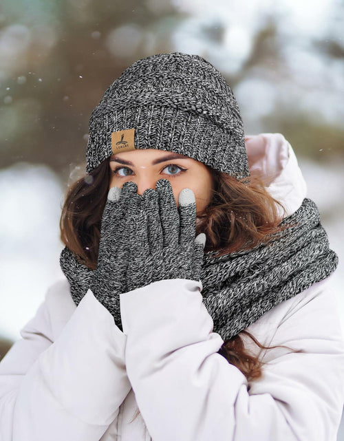 Load image into Gallery viewer, Warm Fleece Hat, Gloves &amp; Scarf Set - Touchscreen Compatible, Unisex 3PCS
