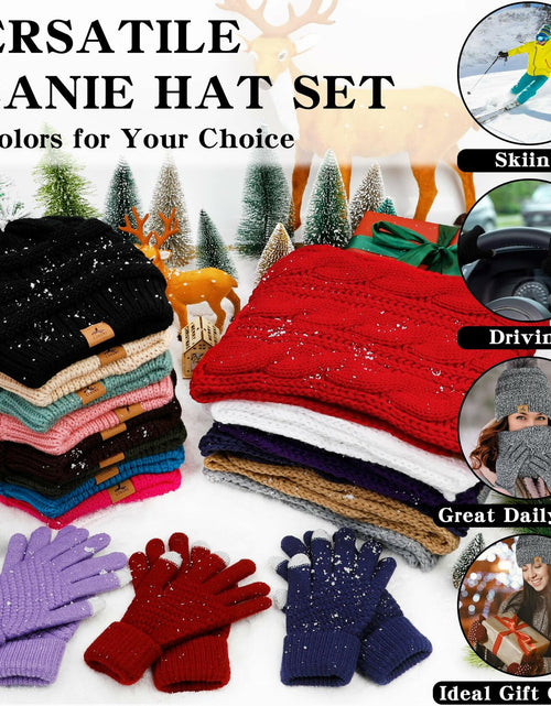 Load image into Gallery viewer, Warm Fleece Hat, Gloves &amp; Scarf Set - Touchscreen Compatible, Unisex 3PCS
