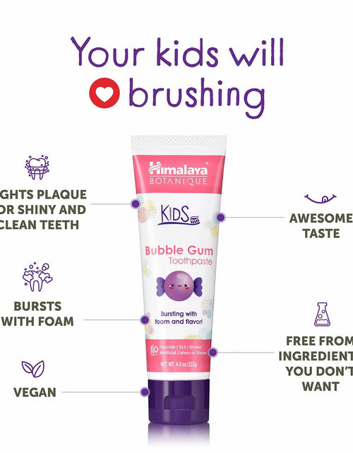 Load image into Gallery viewer, Himalaya Botanique Kids Toothpaste Herbal Bubble Gum Flavor Fluoride-Free 4oz
