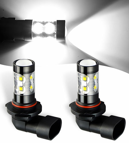 dawfall 2-Pack H10 50W 6000K White Fog Lamp Bulbs Waterproof Universal