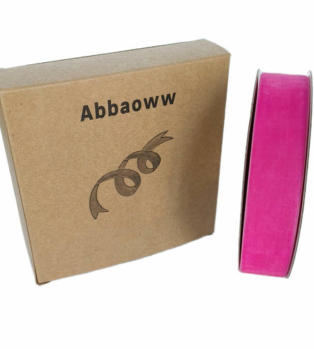 Abbaoww Hot Pink Velvet Ribbon 3/8 Inch x 25 Yards Soft Single Face