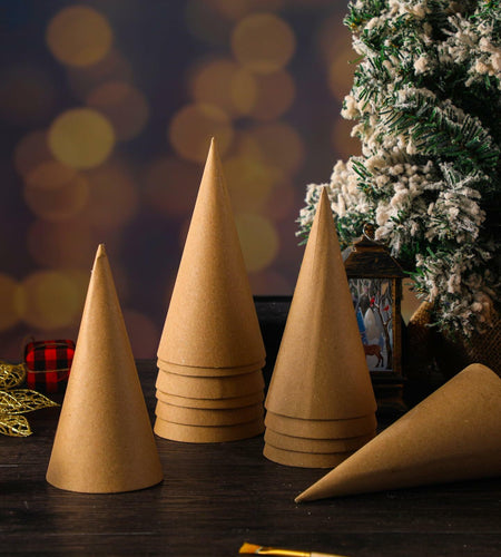 Zhanmai 3 Pc Paper Mache Cones 5.9x2.75in Cardboard Craft DIY Ornament