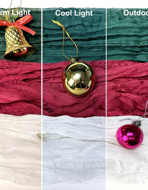 Load image into Gallery viewer, Booque Valley 3 Pack Green Cheesecloth Christmas Table Runner 35x120in Boho
