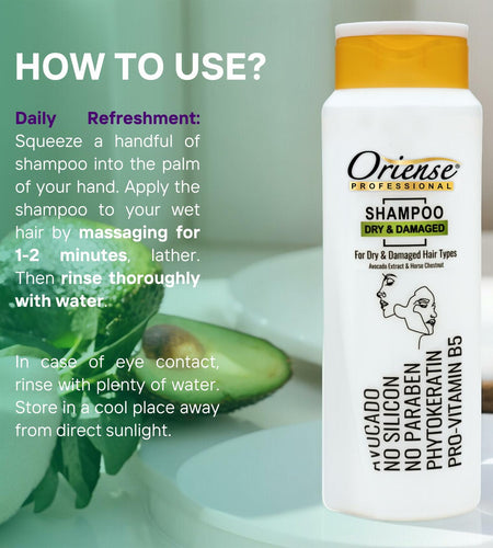 Oriense Professional Shampoo for Dry Damaged Hair Avocado Extract 20.2oz
