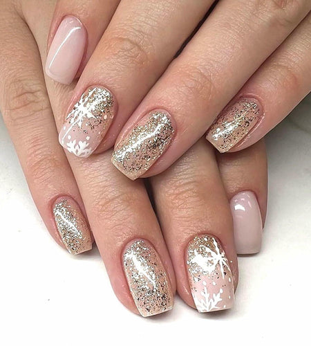 24 Pcs Medium Christmas Press-on Nails Glossy Design Square with Glue