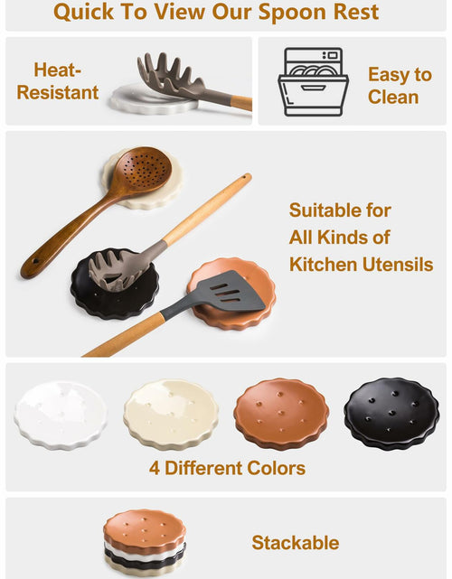 Load image into Gallery viewer, Black 5 Inch Cracker-Shaped Spoon Rest Heat-Resistant Kitchen Accessory
