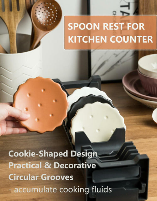 Load image into Gallery viewer, Black 5 Inch Cracker-Shaped Spoon Rest Heat-Resistant Kitchen Accessory
