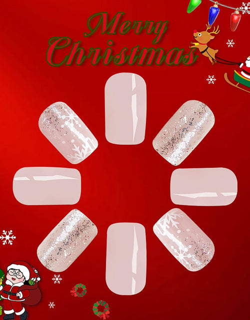 Load image into Gallery viewer, 24 Pcs Medium Christmas Press-on Nails Glossy Design Square with Glue
