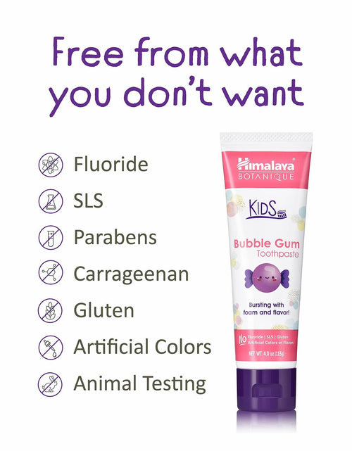Load image into Gallery viewer, Himalaya Botanique Kids Toothpaste Herbal Bubble Gum Flavor Fluoride-Free 4oz
