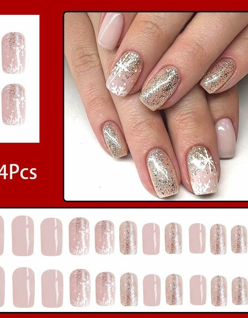 Load image into Gallery viewer, 24 Pcs Medium Christmas Press-on Nails Glossy Design Square with Glue
