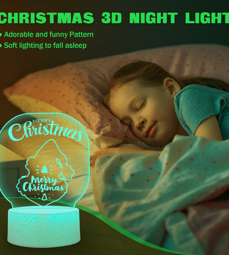 3D Illusion Lamp Xmas Night Light USB Touch Control 7 Colors Style 2 Xmas Gift