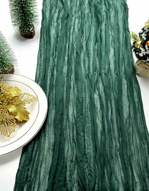 Load image into Gallery viewer, Booque Valley 3 Pack Green Cheesecloth Christmas Table Runner 35x120in Boho
