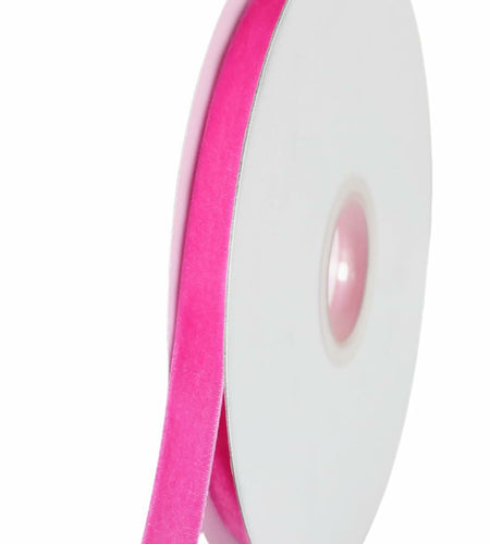 Abbaoww Hot Pink Velvet Ribbon 3/8 Inch Single Face 10 Yards for Gift Wrap