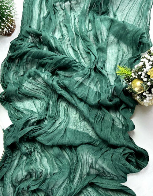 Load image into Gallery viewer, Booque Valley 3 Pack Green Cheesecloth Christmas Table Runner 35x120in Boho
