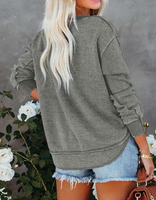 Load image into Gallery viewer, SHEWIN Womens Sweatshirt Lightweight Loose Fit Crewneck Long Sleeve M Gray
