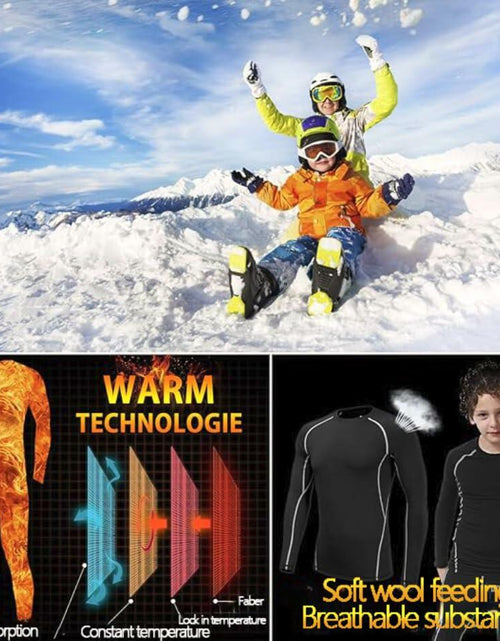 Load image into Gallery viewer, Muzikin Kids Thermal Underwear Set Fleece-Lined Black Size M Moisture-Wicking
