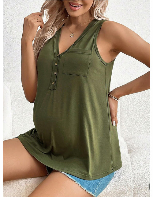 Load image into Gallery viewer, SOLY HUX Women's Maternity Tank Top Small Army Green V Neck Sleeveless
