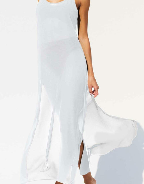 Load image into Gallery viewer, BWQ Women Bikini Coverup White Sheer Spaghetti Straps XXL Beach Dress
