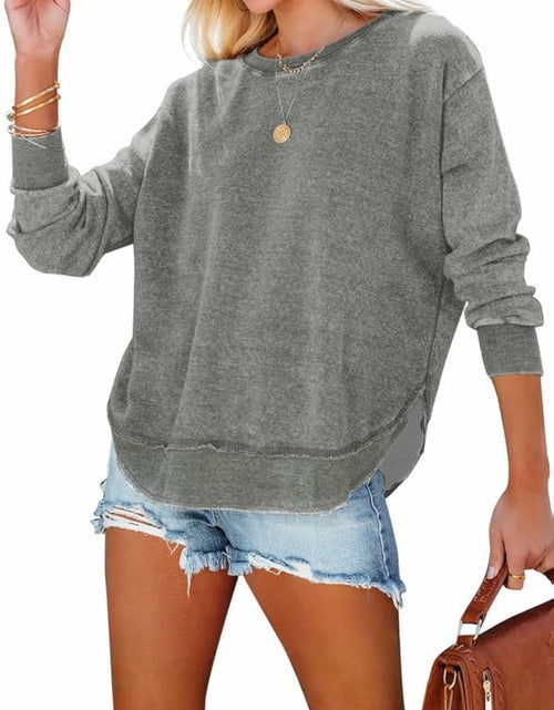 Load image into Gallery viewer, SHEWIN Womens Sweatshirt Lightweight Loose Fit Crewneck Long Sleeve M Gray
