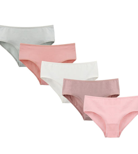 Donella Teen Girls Cotton Bikini Panties 5 Pack Black Mid Waist Size 14-15
