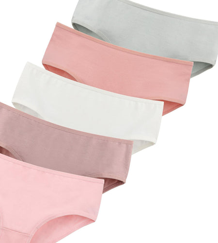 Donella Teen Girls Cotton Bikini Panties 5 Pack Black Mid Waist Size 14-15