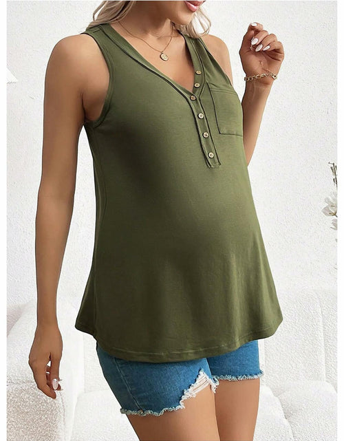 Load image into Gallery viewer, SOLY HUX Women's Maternity Tank Top Small Army Green V Neck Sleeveless
