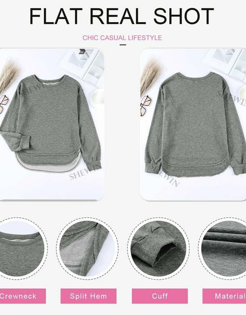 Load image into Gallery viewer, SHEWIN Womens Sweatshirt Lightweight Loose Fit Crewneck Long Sleeve M Gray
