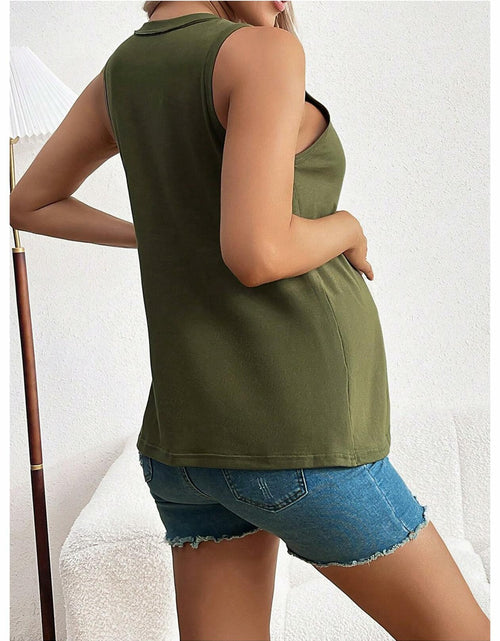 Load image into Gallery viewer, SOLY HUX Women's Maternity Tank Top Small Army Green V Neck Sleeveless
