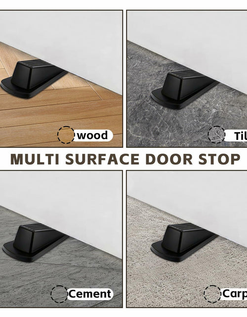 Load image into Gallery viewer, Rubber Door Stopper Wedge Black 4 Pack Sturdy Stackable Floor Door Stops
