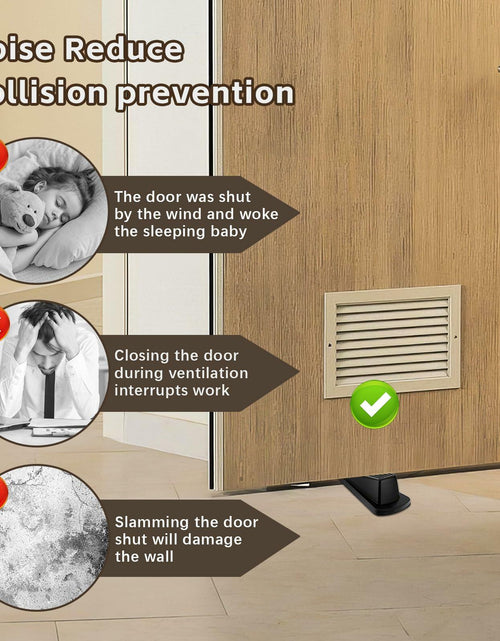Load image into Gallery viewer, Rubber Door Stopper Wedge Black 4 Pack Sturdy Stackable Floor Door Stops
