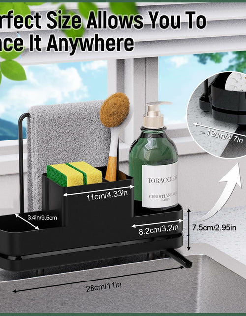 Load image into Gallery viewer, FUNKYLEE Kitchen Sink Sponge Holder Caddy with Brush Holder &amp; Soap Dispenser
